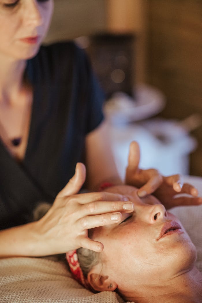A calming spa facial massage for relaxation and skin care wellness.